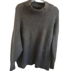 Banana Republic Fuzzy Alpaca Mock Neck Sweater Womens XL Brown Pullover Knitwear